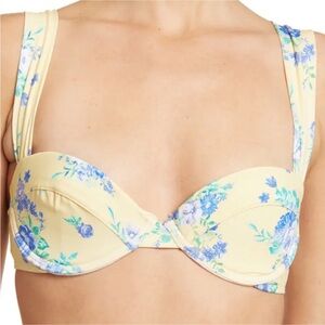 Weworewhat Wide Strap Underwire Bikini Top in Golden Hour - Yellow Floral